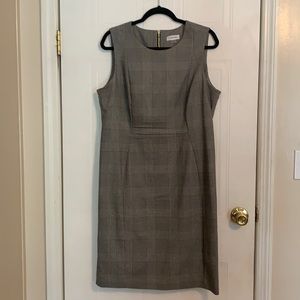 Calvin Klein black and white plaid sheath dress size 16.